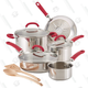 Rachael Ray 10-Piece Cookware w/ Red Handles | $108 | Amazon
